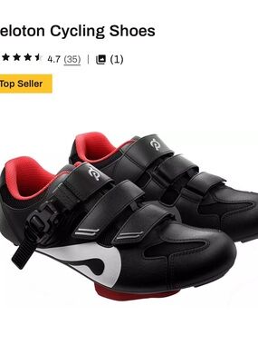 Peloton Black and Red Women's Cycling Sneakers with Triple Straps